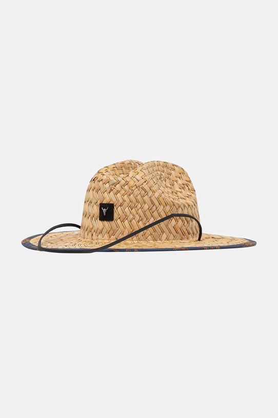 Kapelusz męski słomiany z wiązaniem kolor beżowy aplikacja beżowy RS25.CAMA00