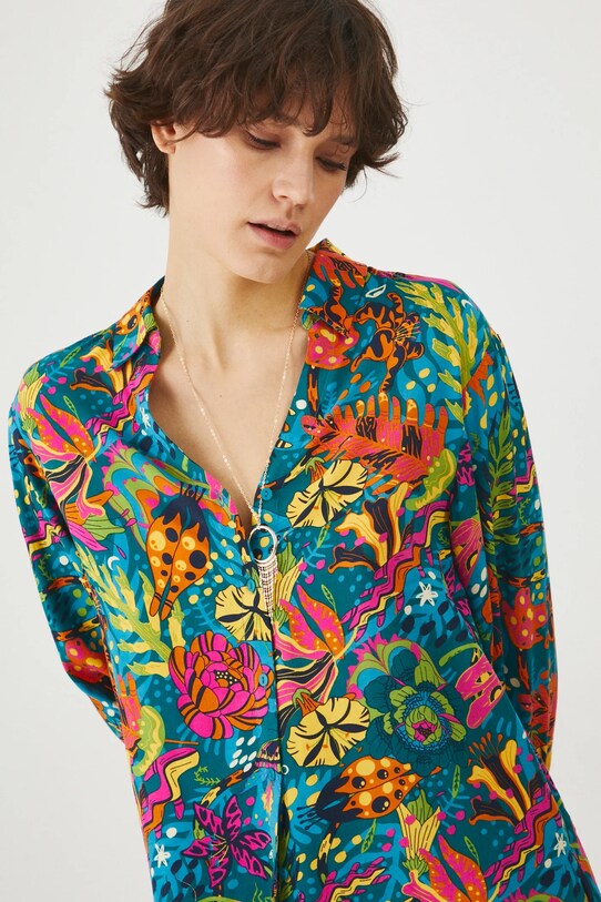 Koszula damska regular z wiskozy kolor multicolor multicolor RS25.KDD070