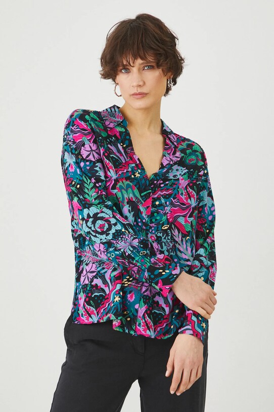 Koszula damska regular z wiskozy kolor multicolor multicolor RS25.KDD070