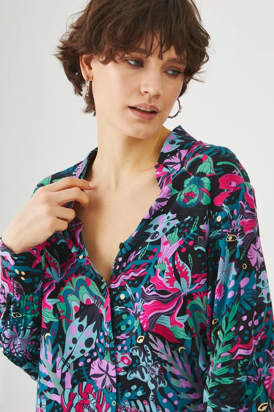 Koszula damska regular z wiskozy kolor multicolor RS25.KDD070 multicolor