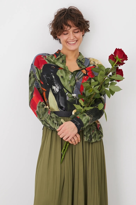 Koszula damska z wiskozy by Magda Kubiak – Dziki Las kolor multicolor casual multicolor RS25.KDD270