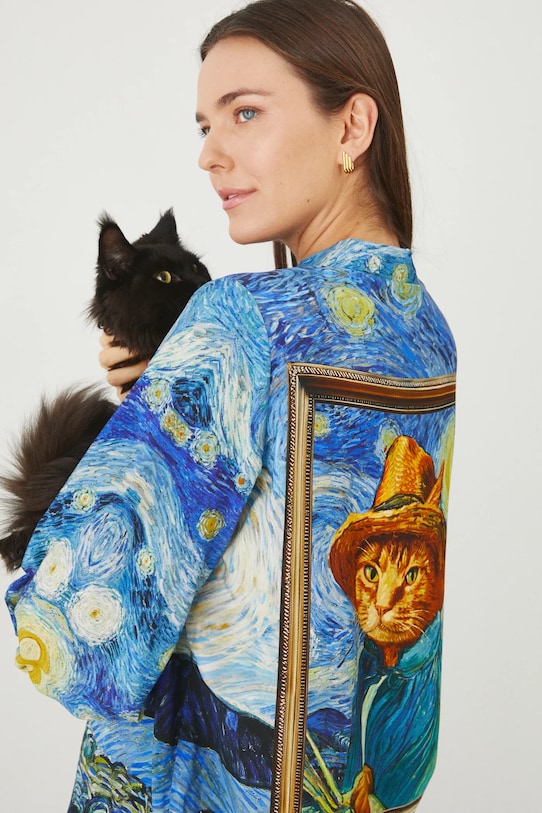 Košeľa dámska viskóza z kolekcie pre milovníkov mačiek viac farieb casual viacfarebná RS25.KDD350