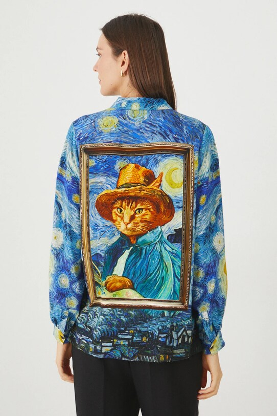 Košeľa dámska viskóza z kolekcie pre milovníkov mačiek viac farieb RS25.KDD350 viacfarebná