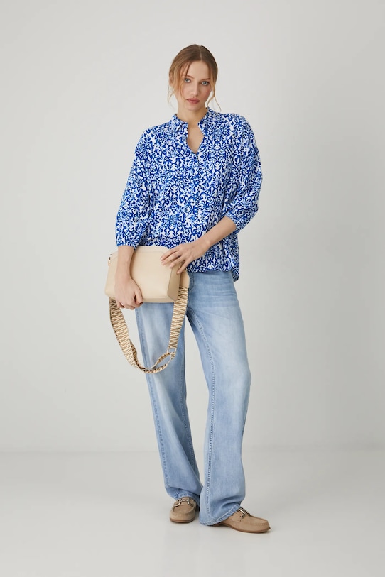 Koszula z domieszką lnu damska wzorzysta kolor multicolor RS25.KDD703 multicolor RS25