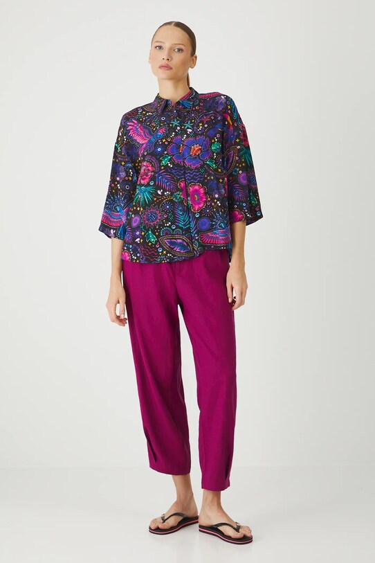 Koszula damska oversize z wiskozy kolor czarny RS25.KDDA01 czarny RS25