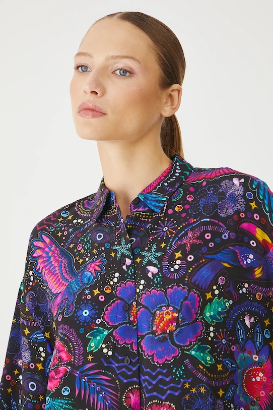 Koszula damska oversize z wiskozy kolor czarny czarny RS25.KDDA01