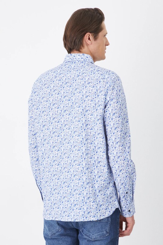 Odzież Koszula męska z kołnierzykiem klasycznym z drobnym wzorem kolor biały RS25.KDM011 biały