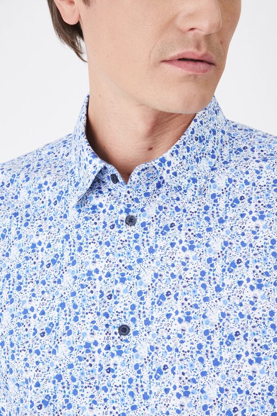 Koszula męska z kołnierzykiem klasycznym z drobnym wzorem kolor biały RS25.KDM011 biały