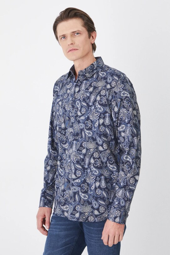 Koszula męska z kołnierzykiem klasycznym z drobnym wzorem kolor multicolor RS25.KDM011 multicolor RS25