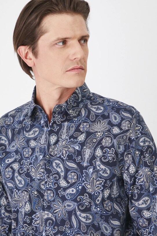 Koszula męska z kołnierzykiem klasycznym z drobnym wzorem kolor multicolor multicolor RS25.KDM011