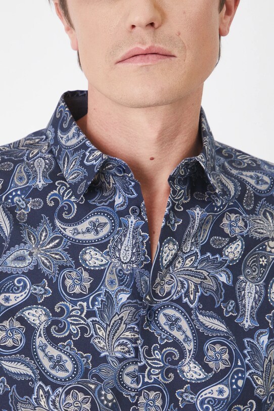 Koszula męska z kołnierzykiem klasycznym z drobnym wzorem kolor multicolor RS25.KDM011 multicolor