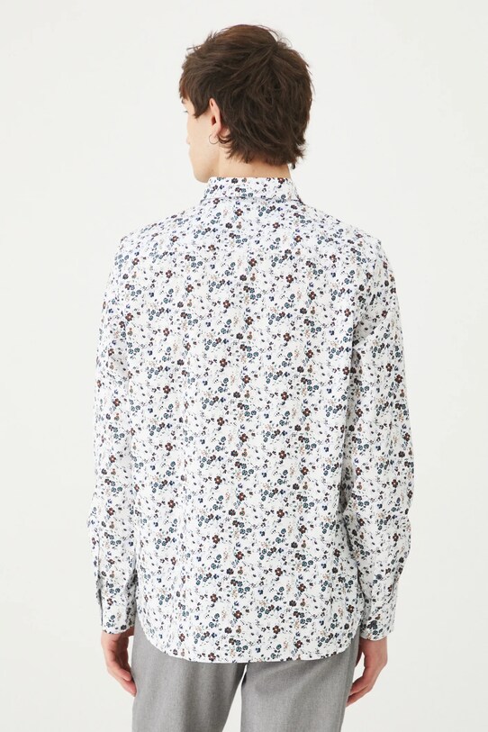 Odzież Koszula męska z kołnierzykiem klasycznym z drobnym wzorem kolor biały RS25.KDM033 biały