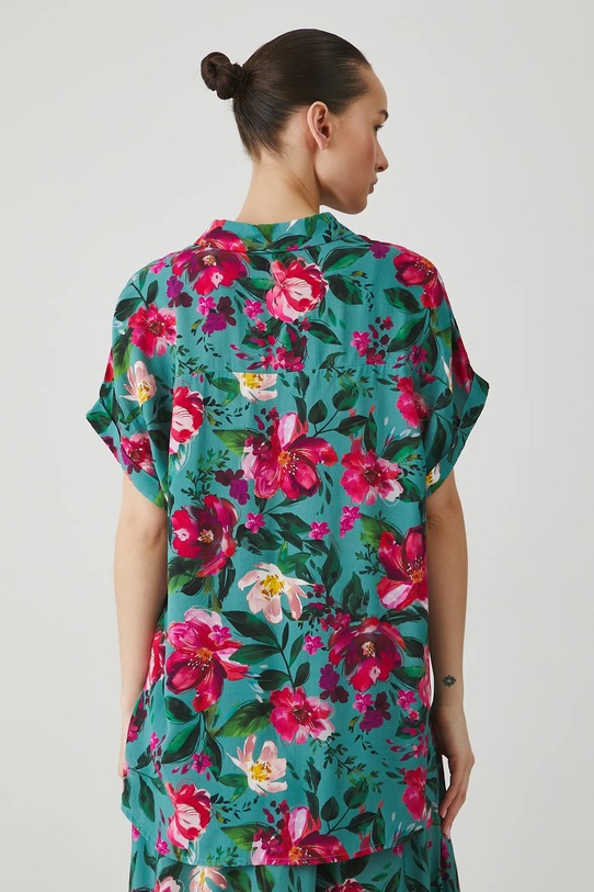 Oblečenie Košeľa dámska oversize vzorované tyrkysová farba RS25.KKD071 tyrkysová