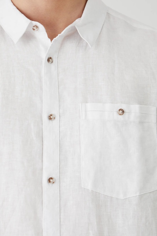 Koszula lniana męska z kołnierzykiem klasycznym kolor biały RS25.KKM071 biały