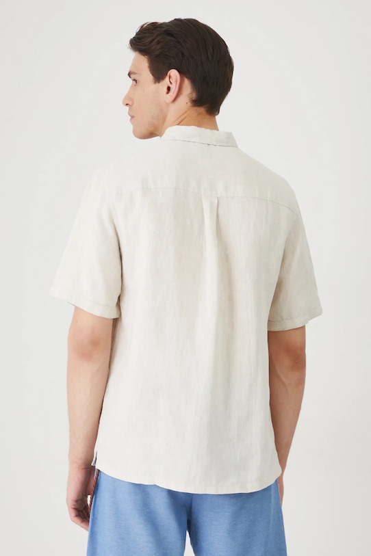Oblečení Lněná košile pánská s klasickým límcem béžová barva RS25.KKM071 béžová