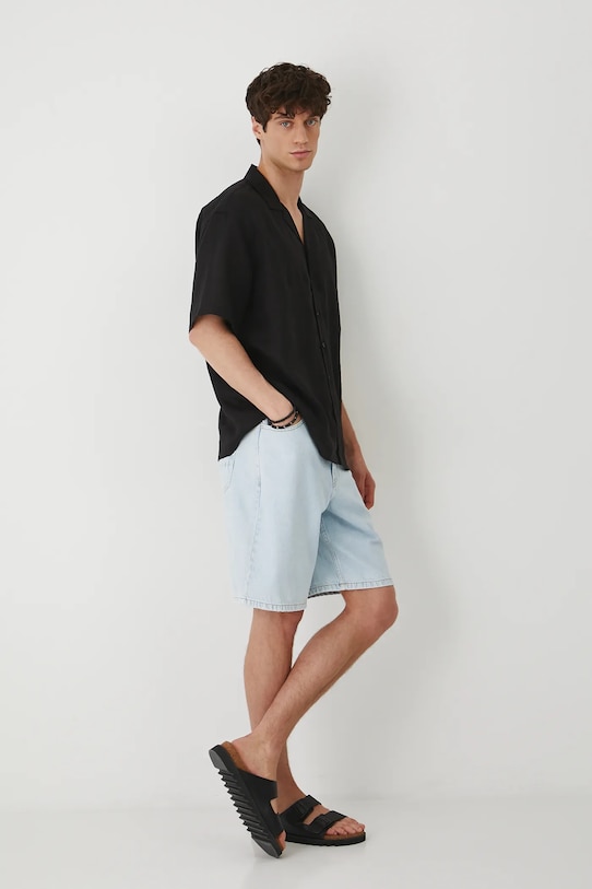 Πουκάμισο από λινό Medicine casual μαύρο RS25.KKM090