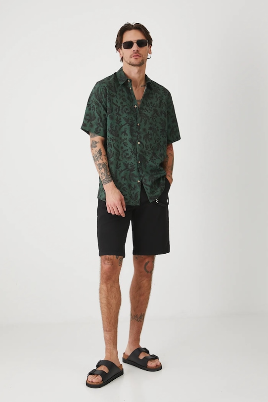 Medicine koszula z domieszką lnu RS25.KKM092 zielony RS25