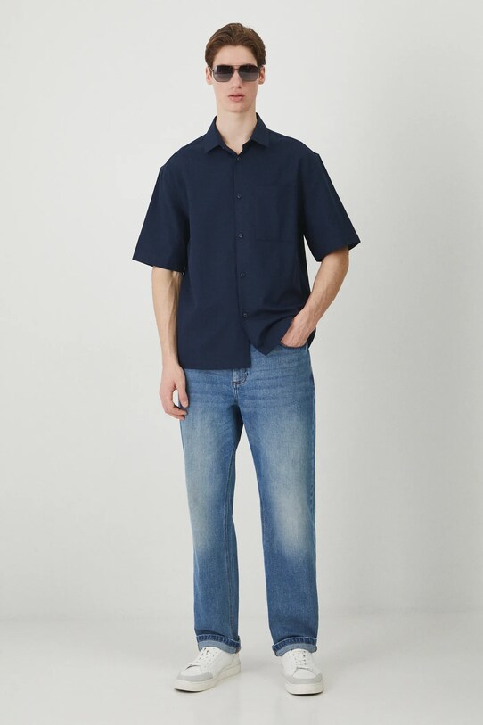 Bombažna srajca Medicine RS25.KKM601 mornarsko modra RS25