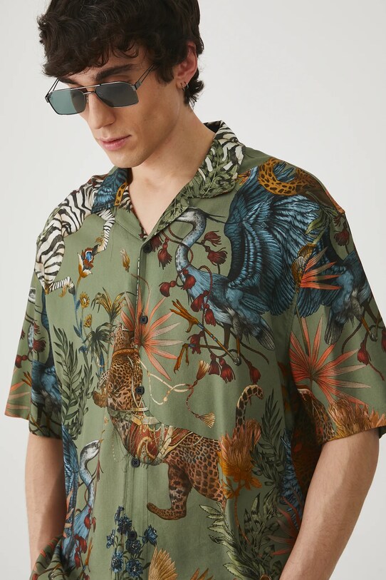 Koszula męska z kołnierzykiem typu resort wzorzysta kolor multicolor wzorzyste multicolor RS25.KKM800