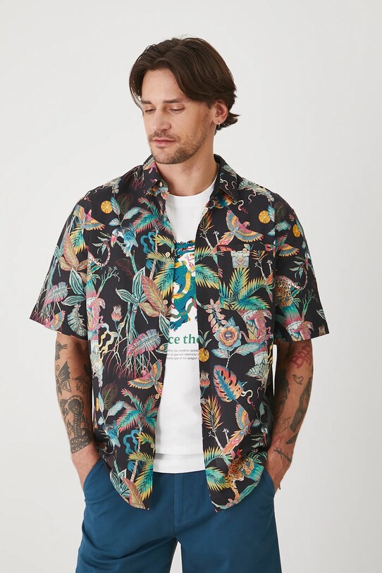 Medicine koszula lniana klasyczny czarny RS25.KKMA13