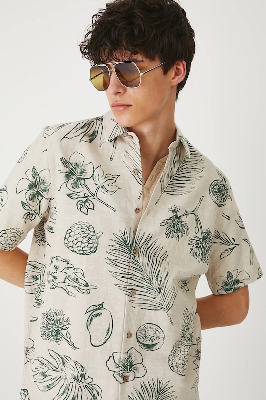 Medicine koszula lniana regular beżowy RS25.KKMB15