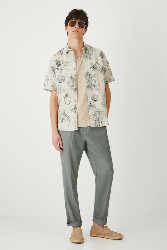 Medicine koszula lniana RS25.KKMB15 beżowy RS25