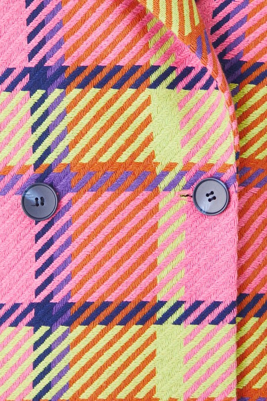 Płaszcz z domieszką wełny damski w kratę kolor multicolor RS25.KPD104 multicolor