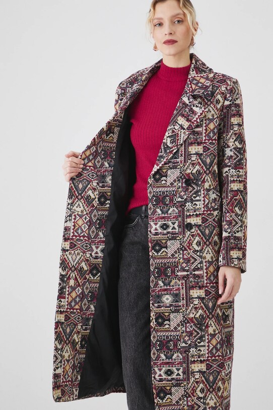 Płaszcz damski wzorzysty kolor multicolor RS25.KPD200