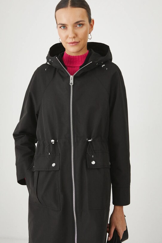 Parka damska oversize gładka kolor czarny czarny RS25.KPD300