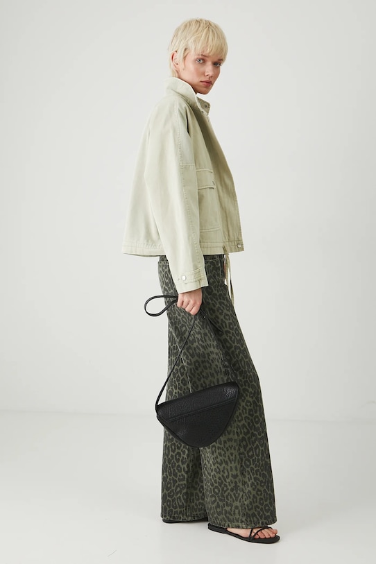 Kurtka bomber bawełniana damska gładka kolor zielony RS25.KUD507 zielony RS25