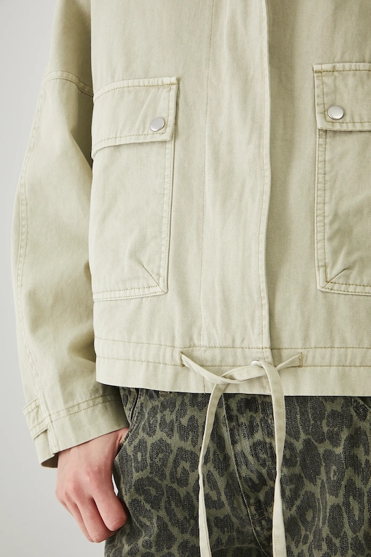 Kurtka bomber bawełniana damska gładka kolor zielony RS25.KUD507 zielony