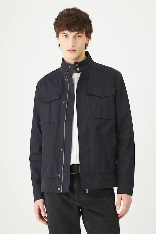 Kurtka męska typu harrington gładka kolor granatowy granatowy RS25.KUM302