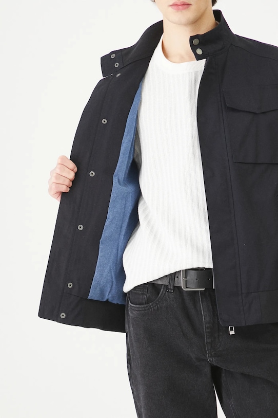 Kurtka męska typu harrington gładka kolor granatowy RS25.KUM302