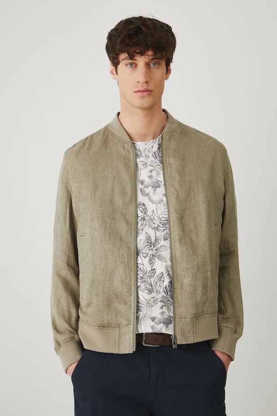 Medicine kurtka bomber lniana nieocieplane zielony RS25.KUM700