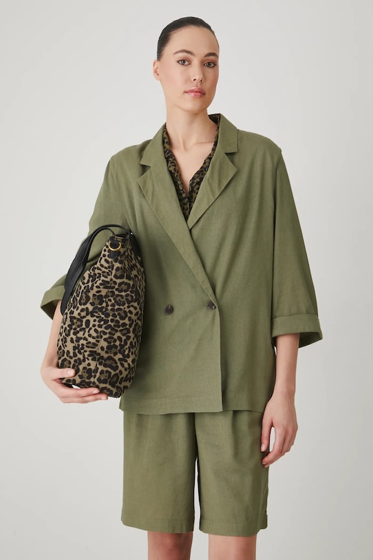 Medicine kimono z domieszką lnu tkanina zielony RS25.KZD802