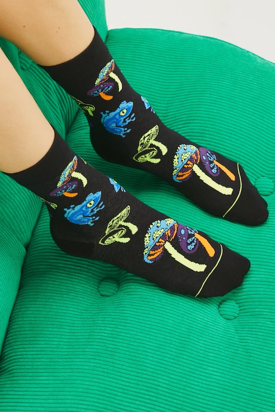Skarpetki (2-pack) damskie w grzyby i żaby kolor multicolor skarpetki długie multicolor RS25.LGD109