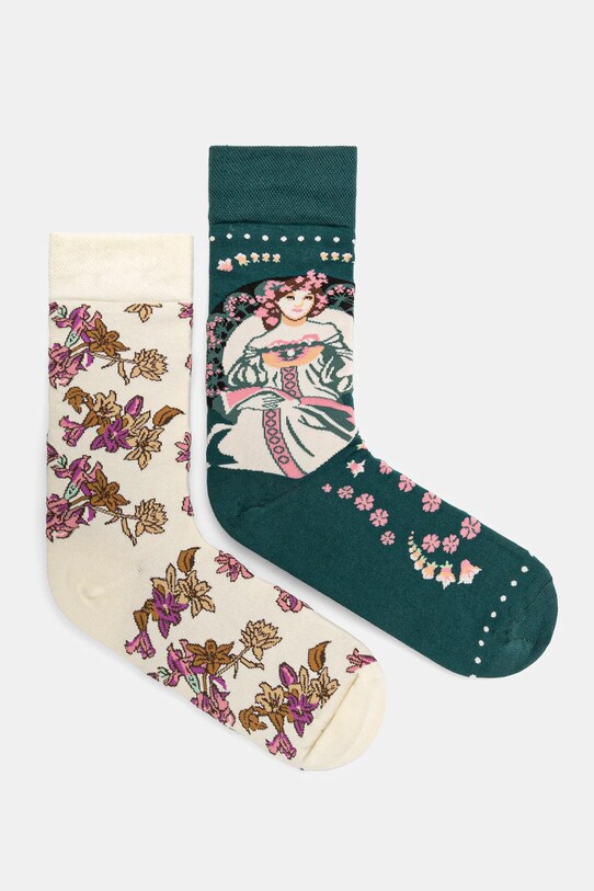 Skarpetki bawełniane damskie z kolekcji Eviva L'arte (2-pack) kolor multicolor skarpetki długie multicolor RS25.LGD253