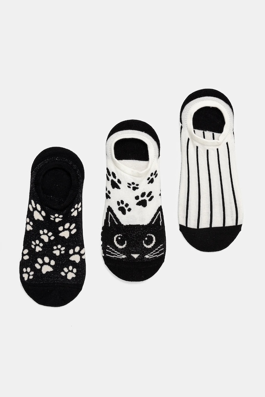 Bavlnené ponožky dámske s motívom mačiek (3-pack) viac farieb pásiky viacfarebná RS25.LGD515