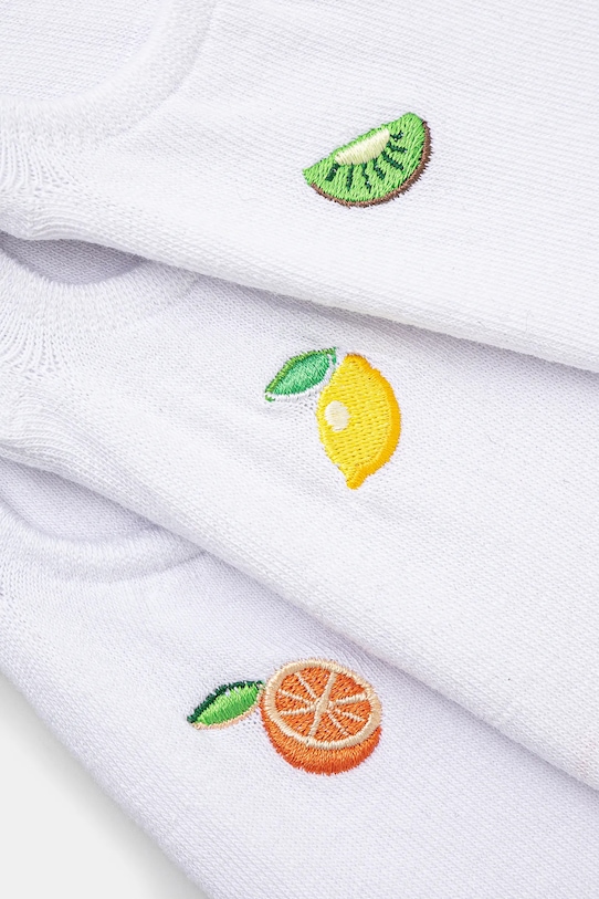 Skarpetki bawełniane damskie z ozdobnym haftem (3-pack) kolor biały RS25.LGD608 biały RS25