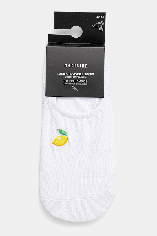 Odzież Skarpetki bawełniane damskie z ozdobnym haftem (3-pack) kolor biały RS25.LGD608 biały