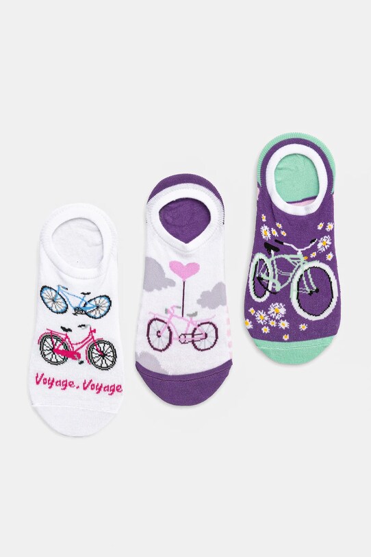 Skarpetki bawełniane damskie w rowery (3-pack) kolor multicolor skarpetki krótkie multicolor RS25.LGD709