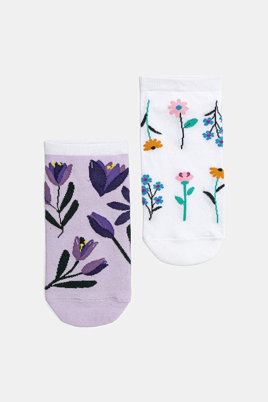 Skarpetki bawełniane damskie w kwiaty (2-pack) kolor multicolor skarpetki krótkie multicolor RS25.LGD801