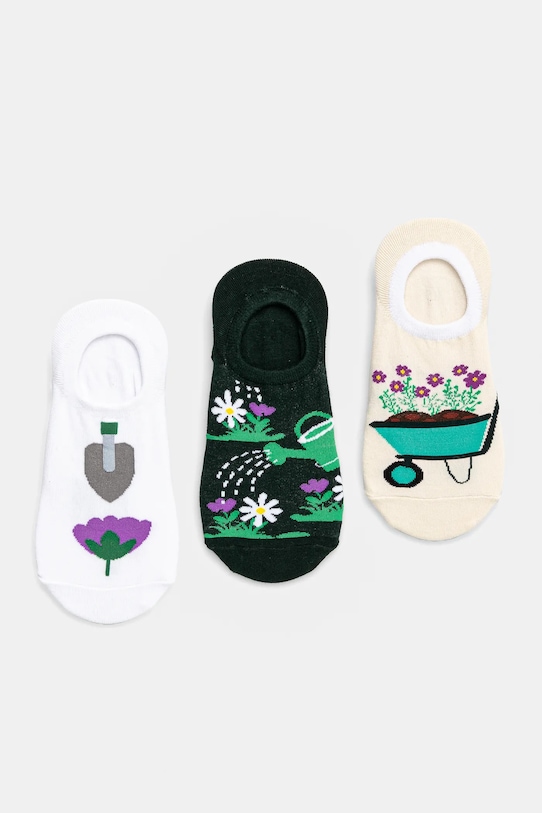 Skarpetki bawełniane damskie w kwiaty (3-pack) kolor multicolor skarpetki krótkie multicolor RS25.LGD804