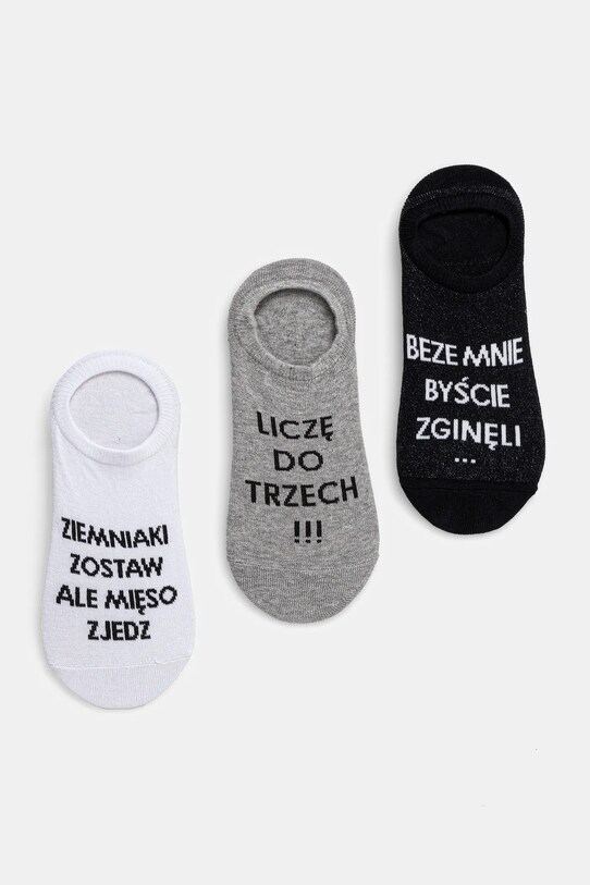 Skarpetki bawełniane damskie z napisami (3-pack) kolor multicolor skarpetki krótkie multicolor RS25.LGD904