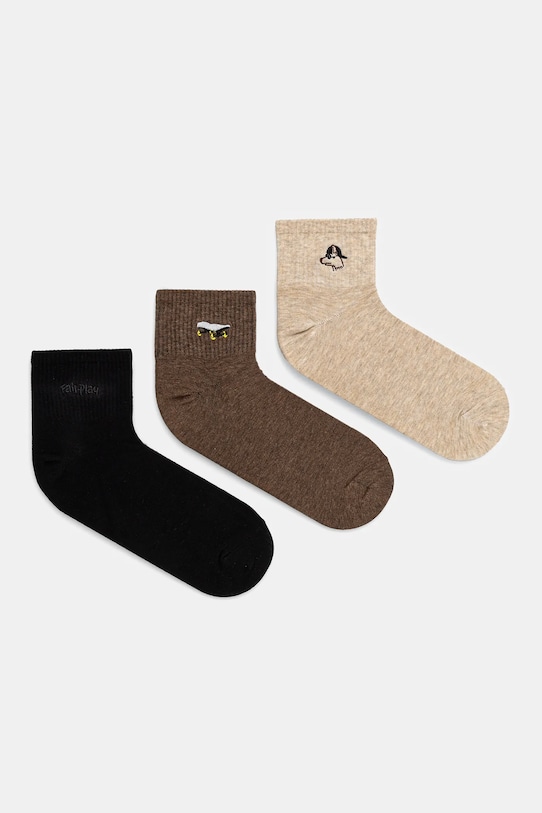 Skarpetki bawełniane męskie z ozdobnym haftem (3-pack) kolor multicolor skarpetki długie multicolor RS25.LGM603