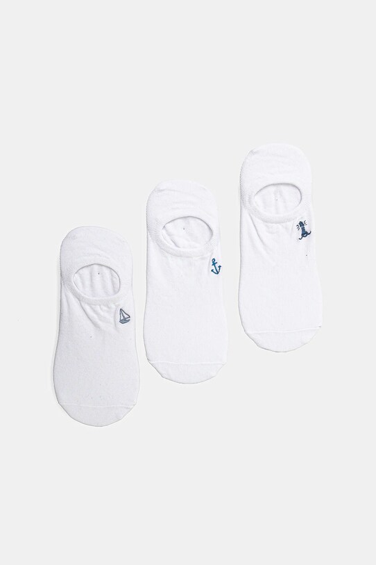 Bavlnené ponožky pánske s ozdobnou výšivkou (3-pack) biela farba krátke ponožky biela RS25.LGM816