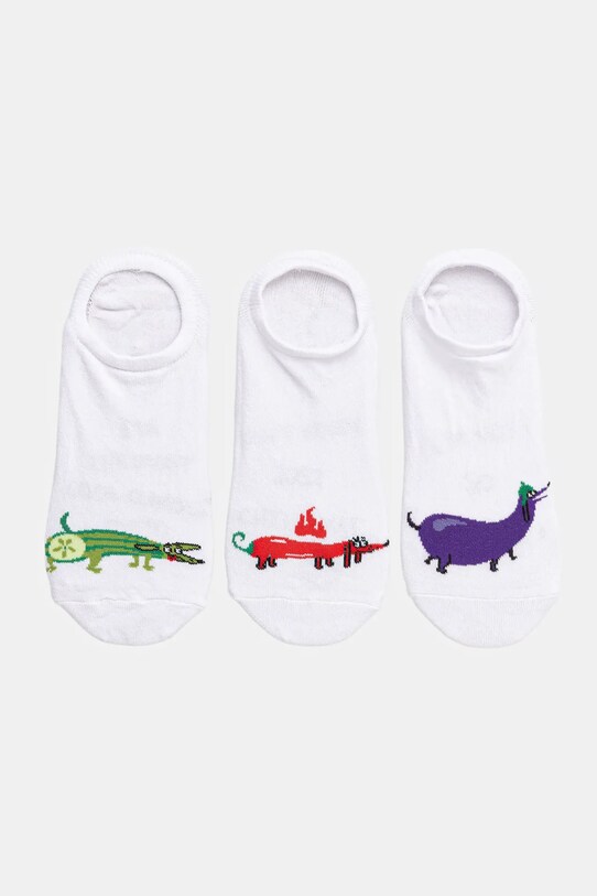 Skarpetki bawełniane męskie w psy (3-pack) kolor biały skarpetki krótkie biały RS25.LGMB00