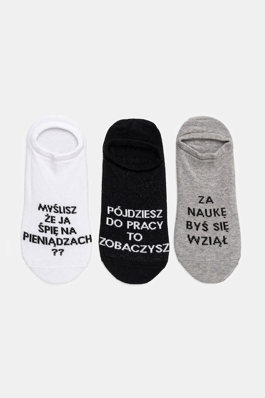 Skarpetki bawełniane męskie z napisami (3-pack) kolor multicolor skarpetki krótkie multicolor RS25.LGMB06