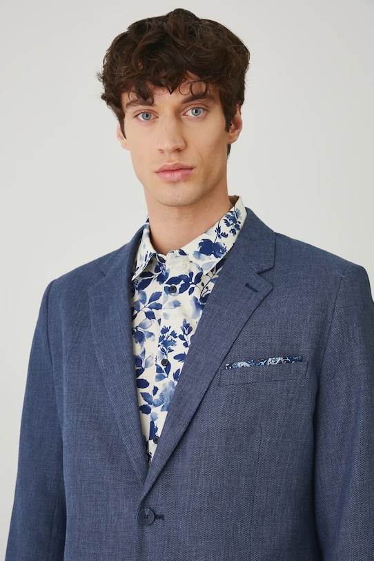 Medicine blazer din amestec de in cu captuseala bleumarin RS25.MKM703