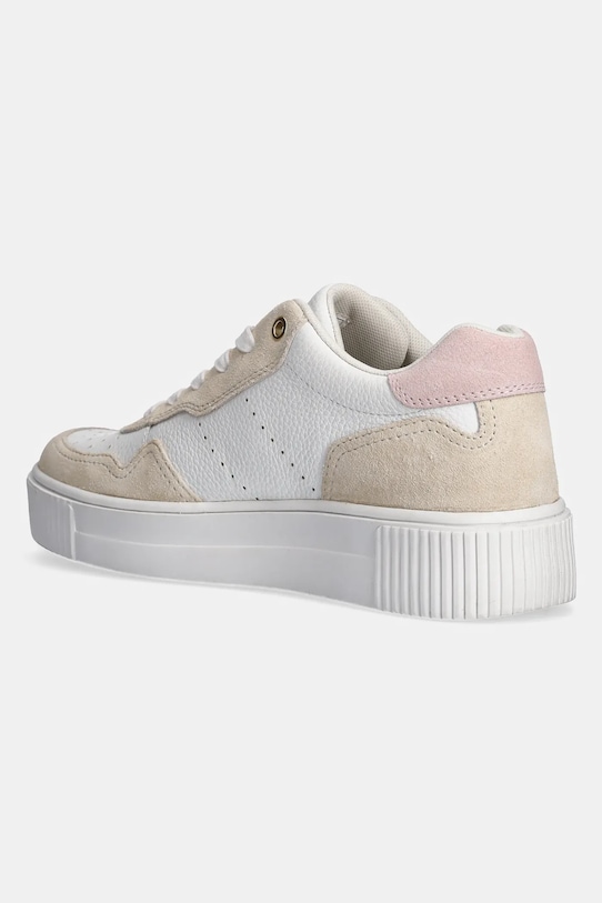 Obuwie Sneakersy skórzane damskie z zamszowymi wstawkami kolor biały RS25.OBD303 biały